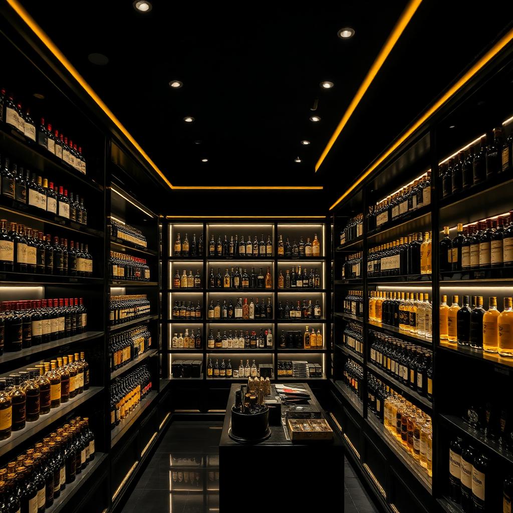 Mağaza iç tasarımı — premium içecek rafları